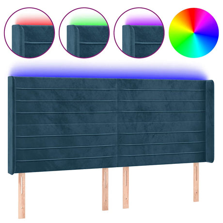 Vidaxl hoofdbord led 163x16x118 128 cm fluweel donkerblauw