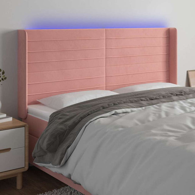 Vidaxl hoofdbord led 183x16x118 128 cm fluweel roze