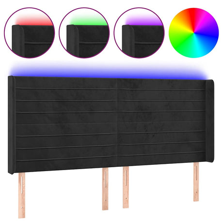 Vidaxl hoofdbord led 203x16x118 128 cm fluweel zwart