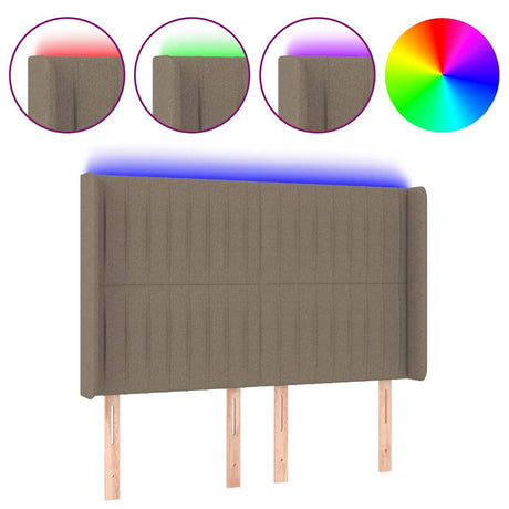 Vidaxl hoofdbord led 147x16x118 128 cm stof taupe