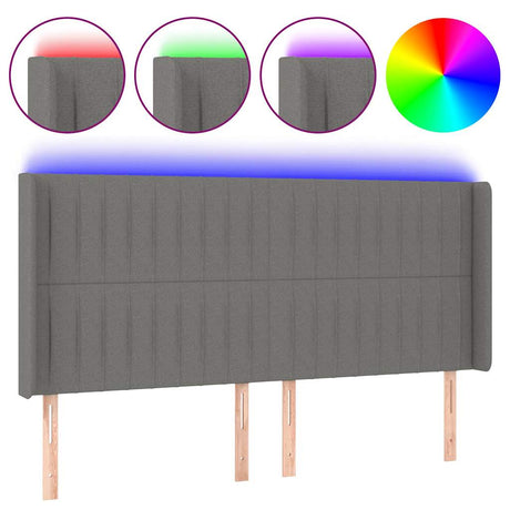 Vidaxl hoofdbord led 163x16x118 128 cm stof donkergrijs