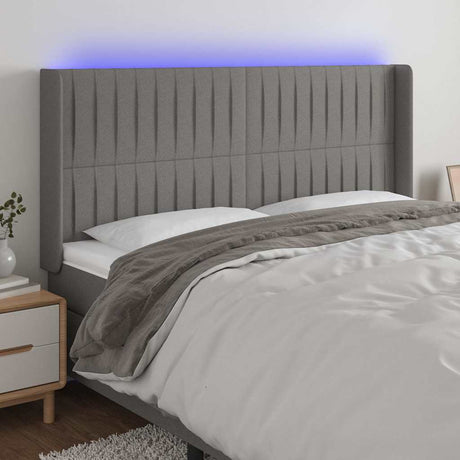 Vidaxl hoofdbord led 163x16x118 128 cm stof donkergrijs