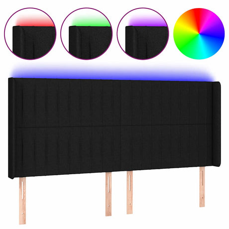 Vidaxl hoofdbord led 163x16x118 128 cm stof zwart