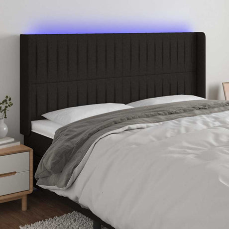 Vidaxl hoofdbord led 163x16x118 128 cm stof zwart