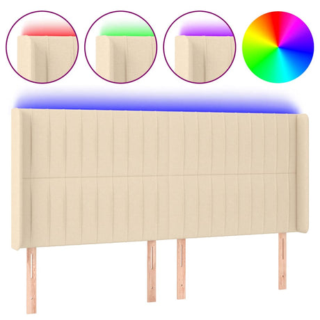 Vidaxl hoofdbord led 203x16x118 128 cm stof crèmekleurig