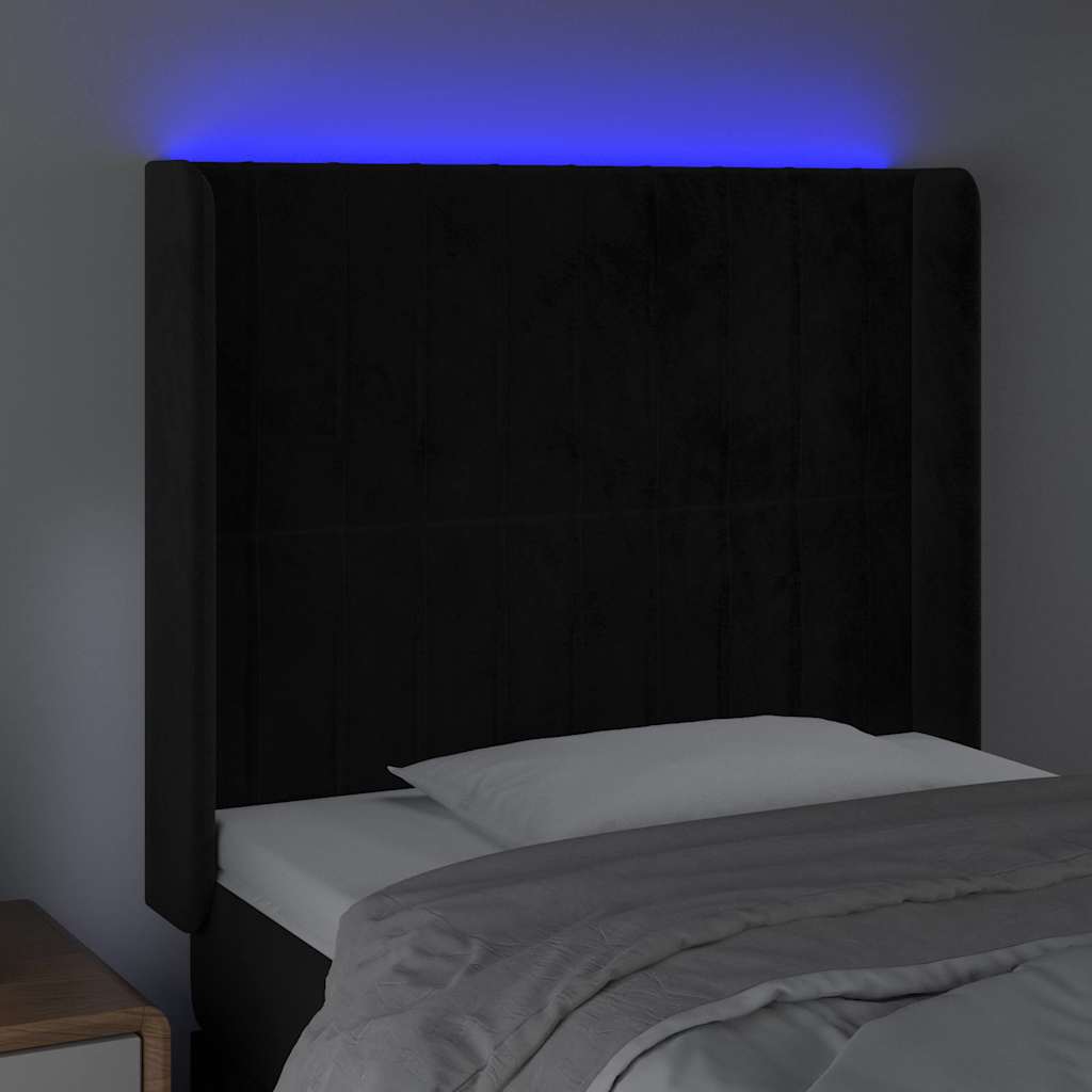 Vidaxl hoofdbord led 93x16x118 128 cm fluweel zwart