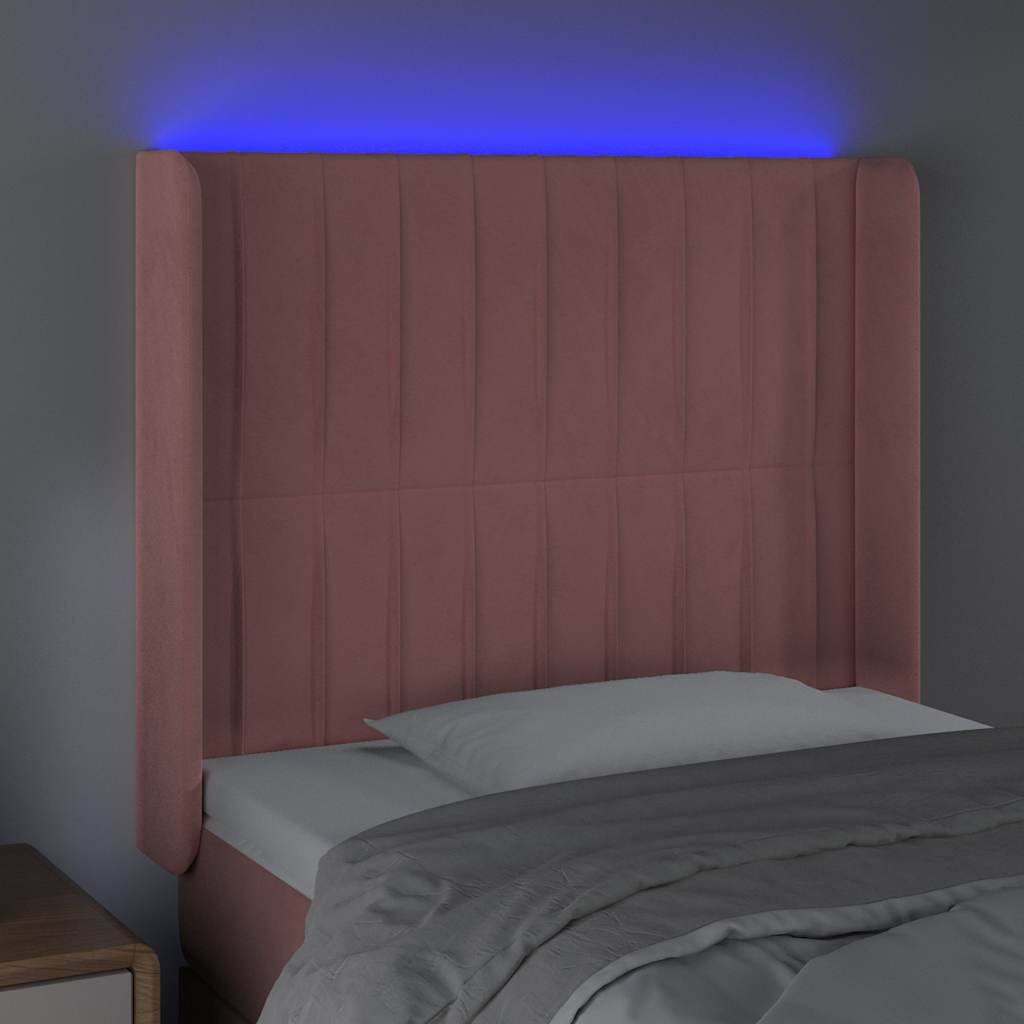Vidaxl hoofdbord led 93x16x118 128 cm fluweel roze