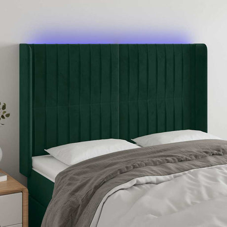 Vidaxl hoofdbord led 147x16x118 128 cm fluweel donkergroen