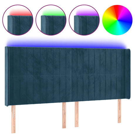 Vidaxl hoofdbord led 163x16x118 128 cm fluweel donkerblauw
