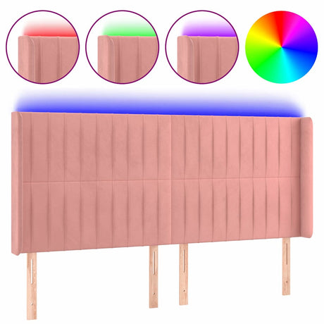Vidaxl hoofdbord led 163x16x118 128 cm fluweel roze