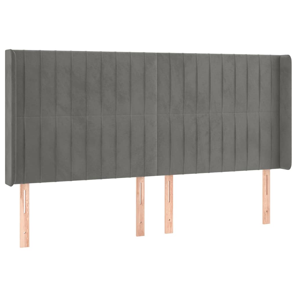 Vidaxl hoofdbord led 183x16x118 128 cm fluweel lichtgrijs