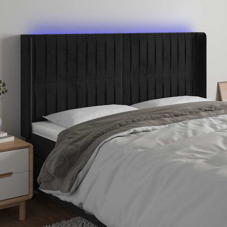 Vidaxl hoofdbord led 183x16x118 128 cm fluweel zwart