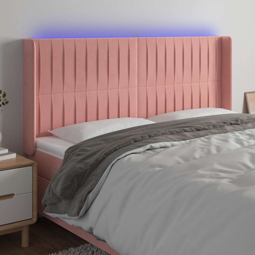 Vidaxl hoofdbord led 183x16x118 128 cm fluweel roze
