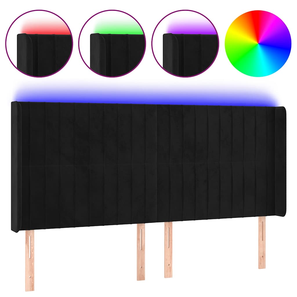 Vidaxl hoofdbord led 203x16x118 128 cm fluweel zwart