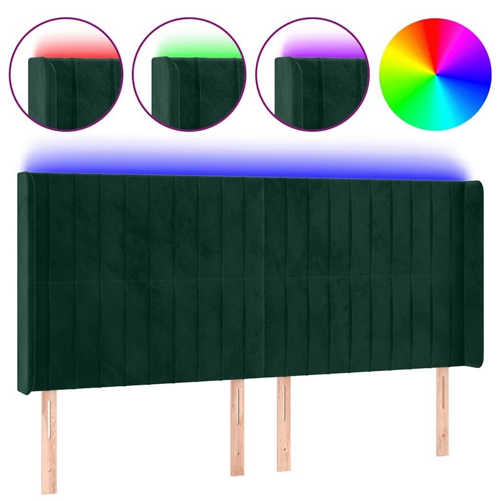 Vidaxl hoofdbord led 203x16x118 128 cm fluweel donkergroen