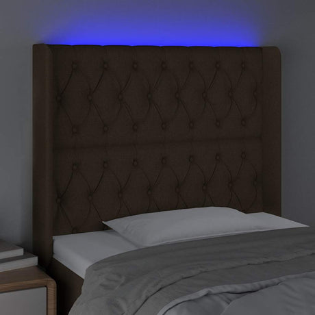 Vidaxl hoofdbord led 93x16x118 128 cm stof donkerbruin