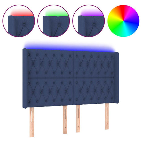 Vidaxl hoofdbord led 147x16x118 128 cm stof blauw