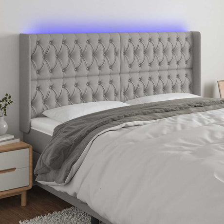 Vidaxl hoofdbord led 183x16x118 128 cm stof lichtgrijs
