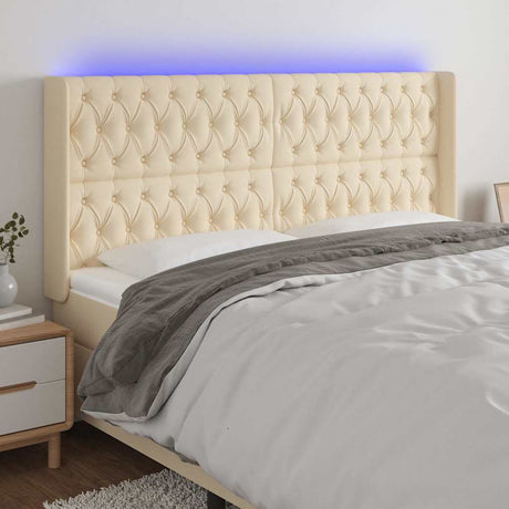 Vidaxl hoofdbord led 183x16x118 128 cm stof crèmekleurig