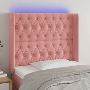 Vidaxl hoofdbord led 93x16x118 128 cm fluweel roze