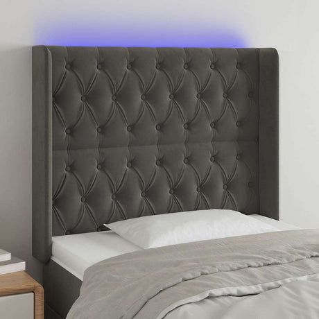 Vidaxl hoofdbord led 103x16x118 128 cm fluweel donkergrijs
