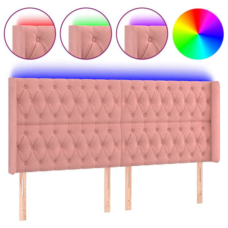 Vidaxl hoofdbord led 203x16x118 128 cm fluweel roze