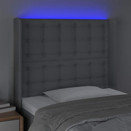 Vidaxl hoofdbord led 93x16x118 128 cm stof lichtgrijs