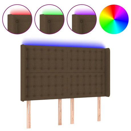 Vidaxl hoofdbord led 147x16x118 128 cm stof donkerbruin