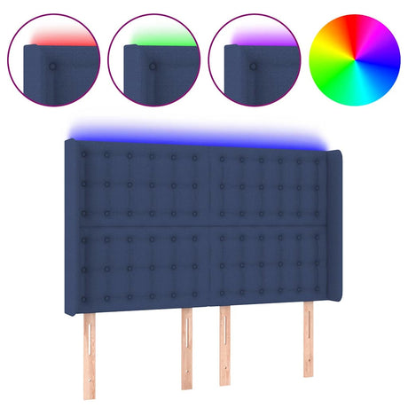Vidaxl hoofdbord led 147x16x118 128 cm stof blauw