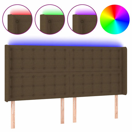 Vidaxl hoofdbord led 163x16x118 128 cm stof donkerbruin