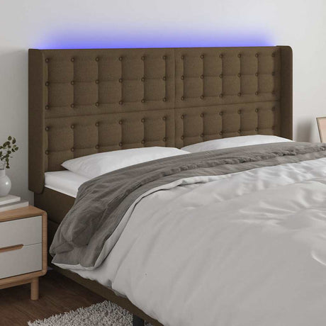 Vidaxl hoofdbord led 163x16x118 128 cm stof donkerbruin