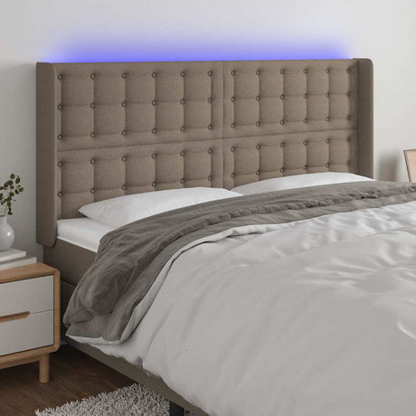 Vidaxl hoofdbord led 163x16x118 128 cm stof taupe