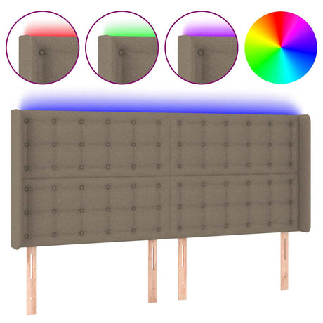 Vidaxl hoofdbord led 183x16x118 128 cm stof taupe