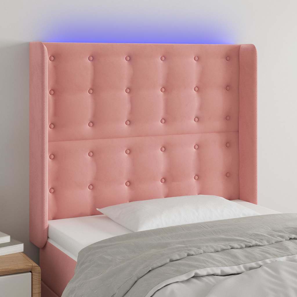 Vidaxl hoofdbord led 103x16x118 128 cm fluweel roze