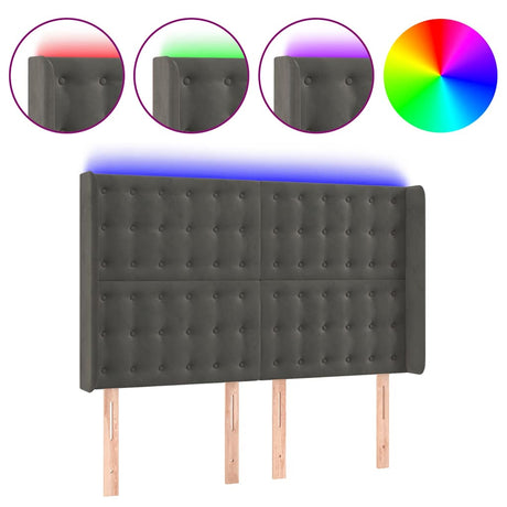 Vidaxl hoofdbord led 147x16x118 128 cm fluweel donkergrijs