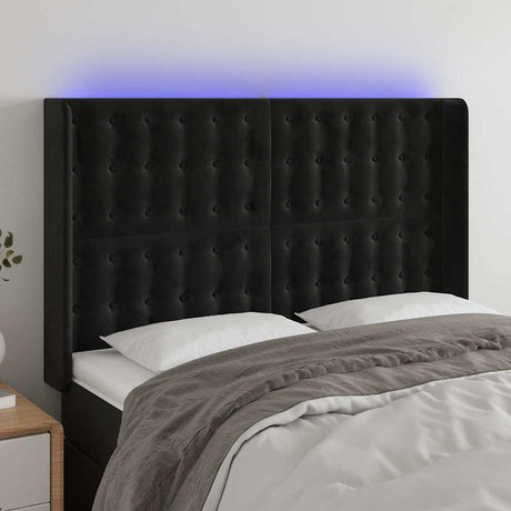 Vidaxl hoofdbord led 147x16x118 128 cm fluweel zwart
