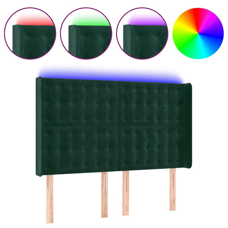 Vidaxl hoofdbord led 147x16x118 128 cm fluweel donkergroen