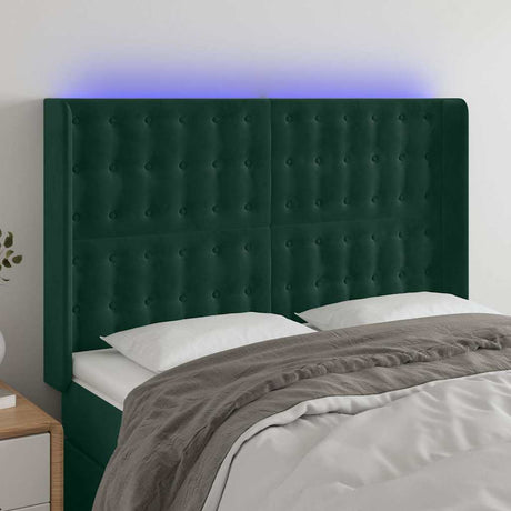 Vidaxl hoofdbord led 147x16x118 128 cm fluweel donkergroen
