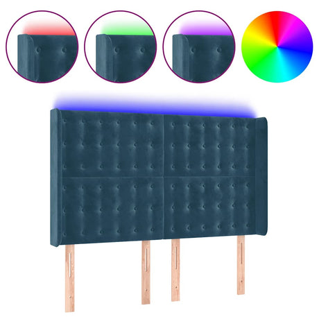 Vidaxl hoofdbord led 147x16x118 128 cm fluweel donkerblauw