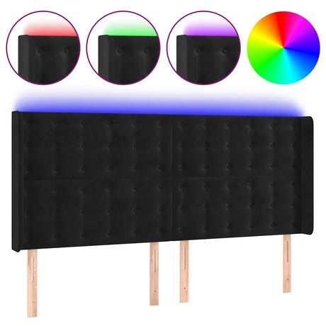 Vidaxl hoofdbord led 163x16x118 128 cm fluweel zwart
