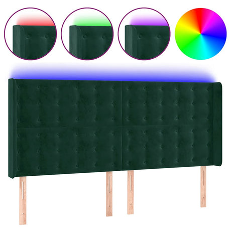 Vidaxl hoofdbord led 183x16x118 128 cm fluweel donkergroen