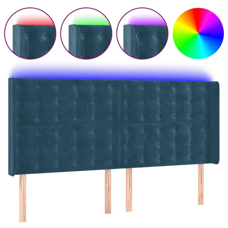Vidaxl hoofdbord led 183x16x118 128 cm fluweel donkerblauw