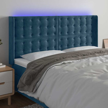 Vidaxl hoofdbord led 183x16x118 128 cm fluweel donkerblauw
