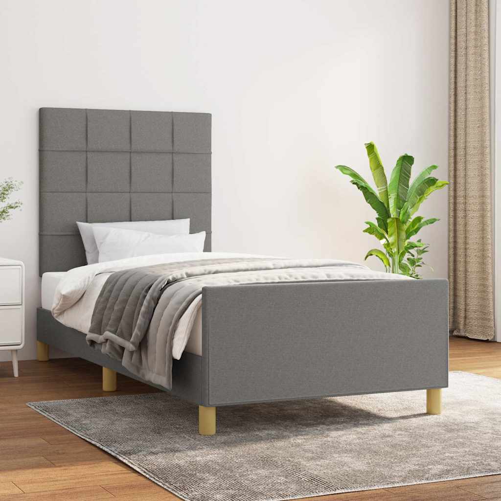 Vidaxl bedframe zonder matras 80x200 cm stof donkergrijs