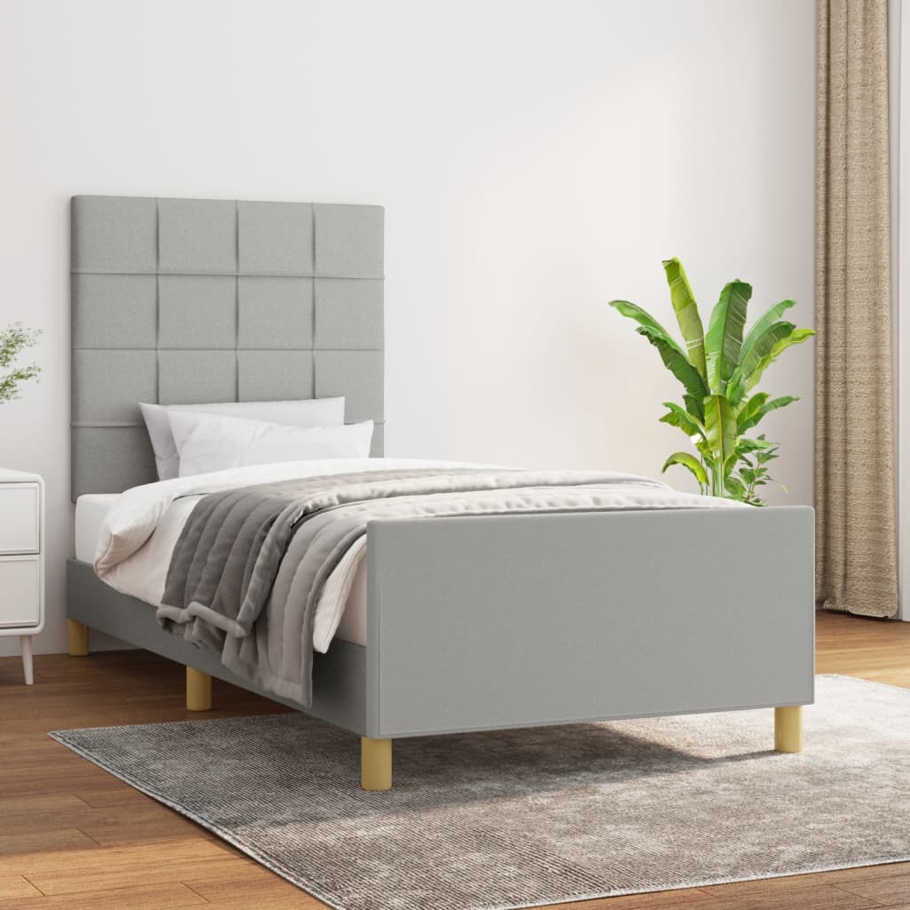 Vidaxl bedframe zonder matras 90x190 cm stof lichtgrijs