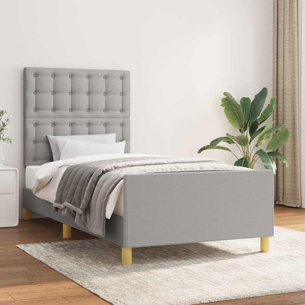 Vidaxl bedframe met hoofdeinde stof lichtgrijs 90x190 cm