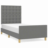 Vidaxl bedframe met hoofdeinde stof donkergrijs 90x200 cm