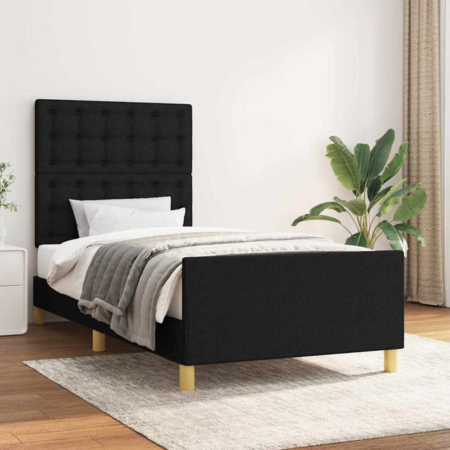 Vidaxl bedframe met hoofdeinde stof zwart 90x200 cm