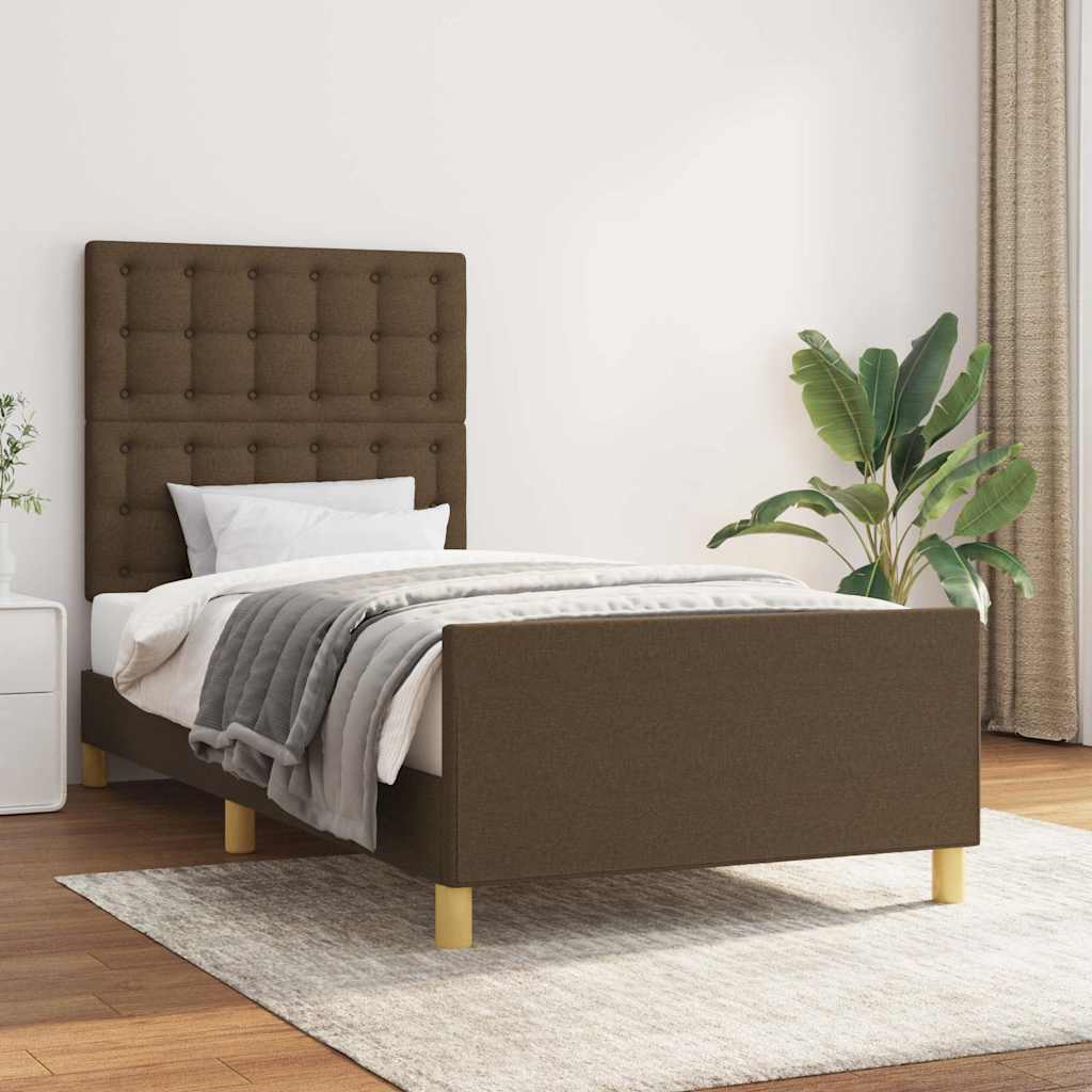 Vidaxl bedframe zonder matras 90x200 cm stof donkerbruin