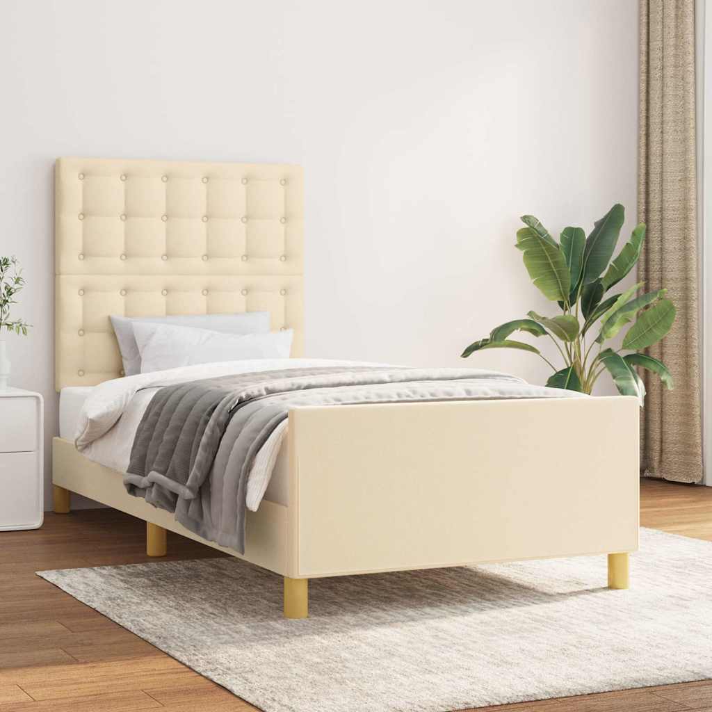 Vidaxl bedframe zonder matras 90x200 cm stof crèmekleurig